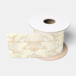 Elegant Modern Gold White Floral Line Collection Satin Ribbon