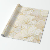 Gold Line Floral Wrapping Paper (WHITE)