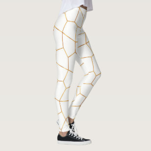 Elegant Modern Gold White Stained Glass Collection Leggings