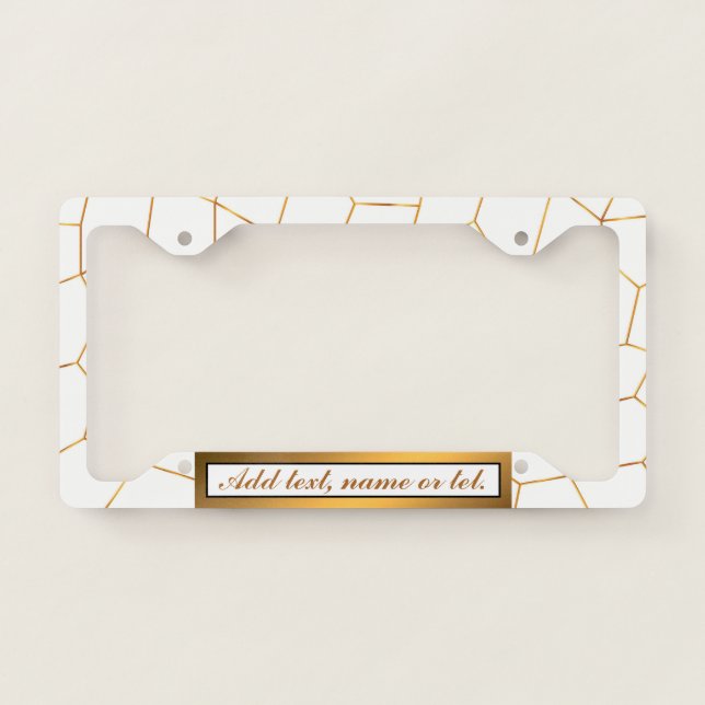 Elegant Modern Gold White Stained Glass Collection License Plate Frame (Front)