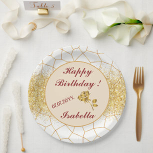 Elegant Modern Gold White Stained Glass Collection Paper Plates