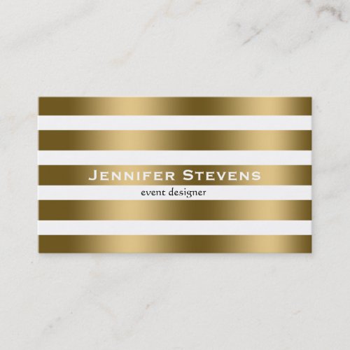 Elegant Modern Gold  White Stripes Pattern Business Card