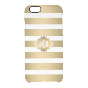 Elegant Modern Gold & White Stripes Pattern Clear iPhone 6/6S Case