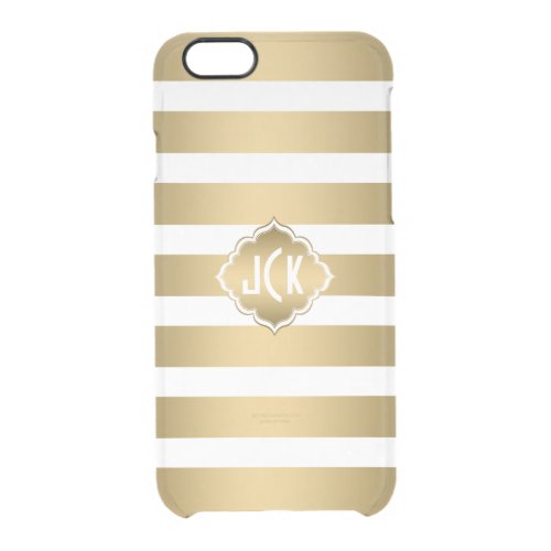 Elegant Modern Gold  White Stripes Pattern Clear iPhone 66S Case