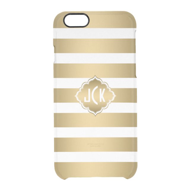 Elegant Modern Gold & White Stripes Pattern Uncommon iPhone Case (Back)