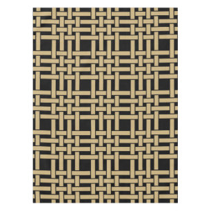 Elegant Modern Golden Brown Basket Weave Pattern Tablecloth