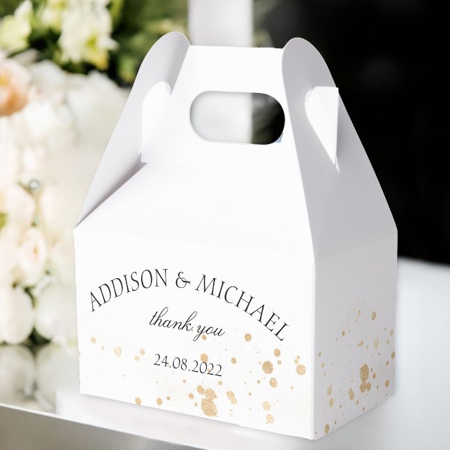 Elegant modern golden dots wedding favor boxes (Elegant modern golden dots wedding favor boxes
with your name and date.)