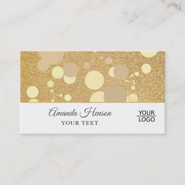 Elegant Modern Golden Glitter Logo Business Card (Front)