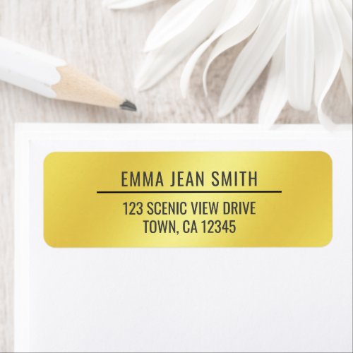 Elegant Modern Golden Gradient Return Address  Label