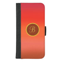 Elegant modern golden monogram autumn ombre custom iPhone 8/7 plus wallet case Elegant modern golden monogram autumn ombre custom iPhone 8/7 plus wallet case