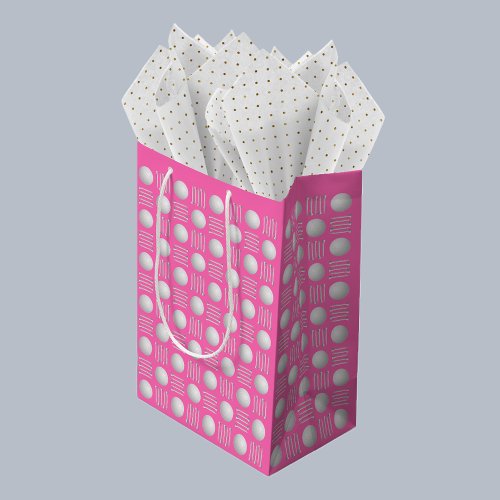 Elegant Modern Golf Ball  Tee Hot Pink Medium Gift Bag