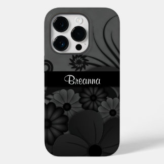 Elegant Modern Gothic Black Floral Hibiscus Tough Case-Mate iPhone 14 Pro Case