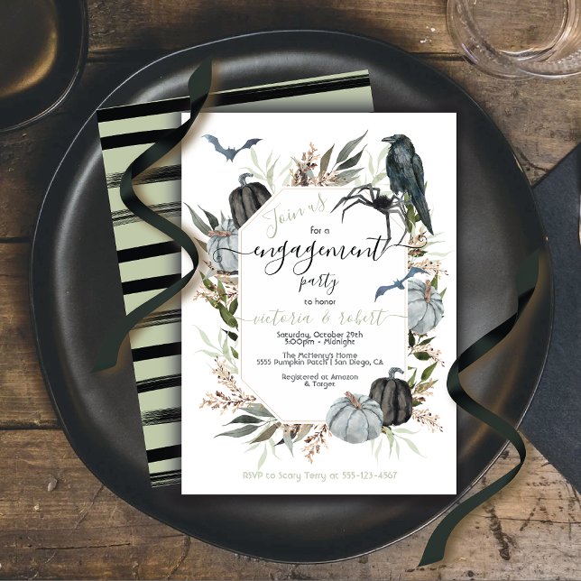 Elegant Modern Gothic Engagement Party Invitation (Creator Uploaded)