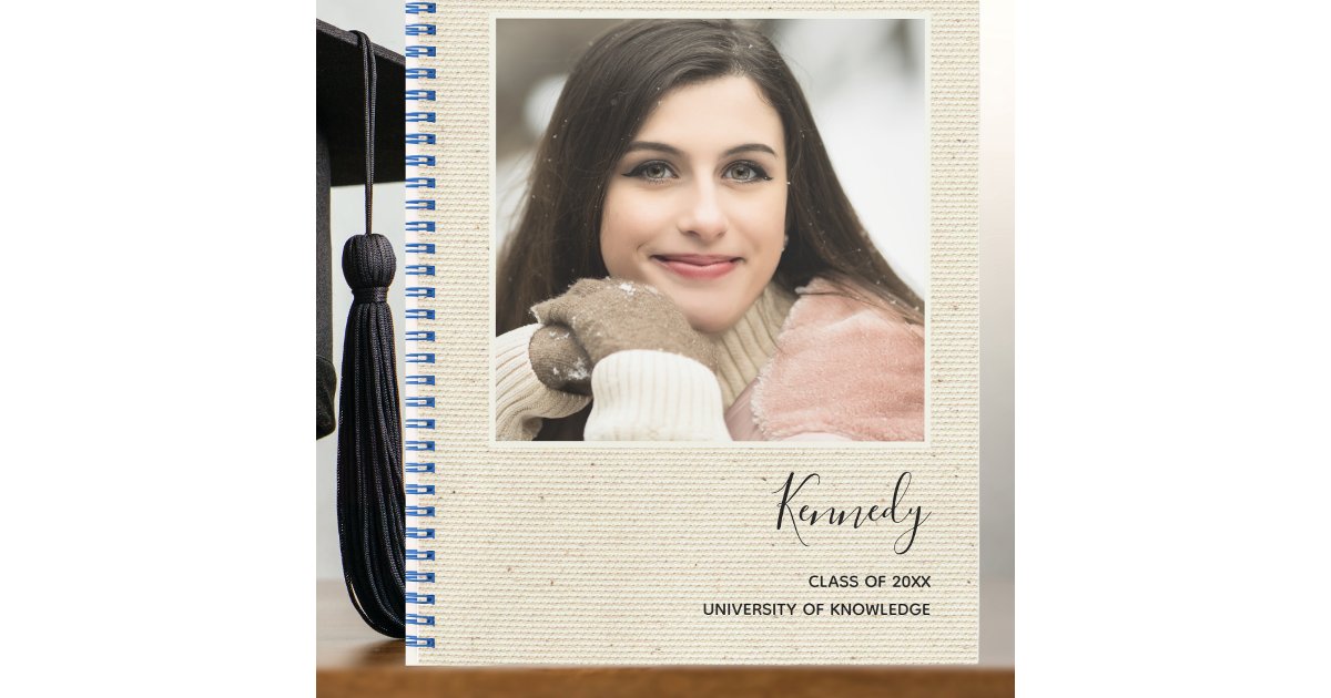 Elegant Modern Grad Party Guest Photo Graduation Notebook | Zazzle