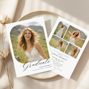 Elegant Modern Grad Photo Collage Graduation Party Invitation
