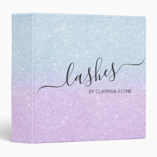 Elegant modern gradient blue purple glitter 3 ring binder