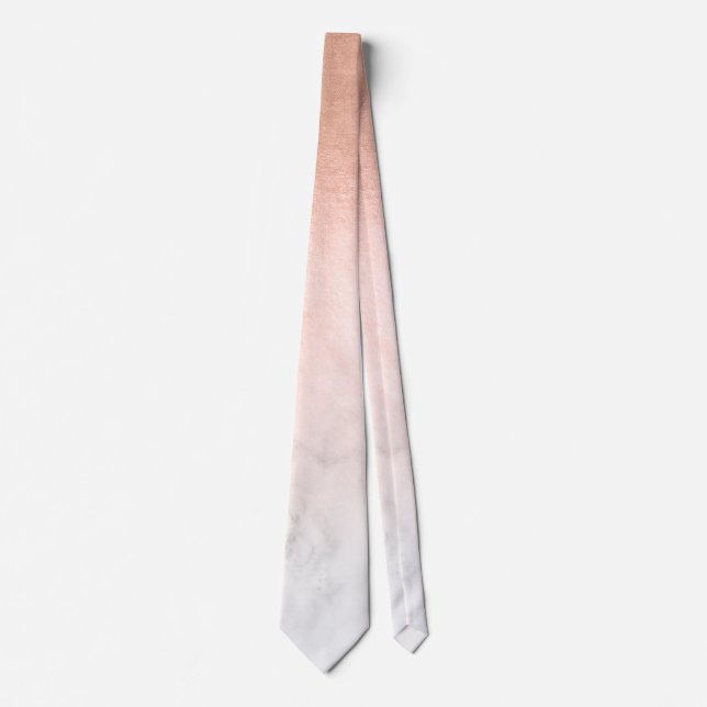 Elegant modern gradient copper gold white marble neck tie (Front)