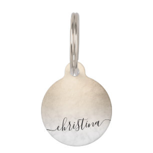 Elegant modern gradient copper gold white marble pet ID tag