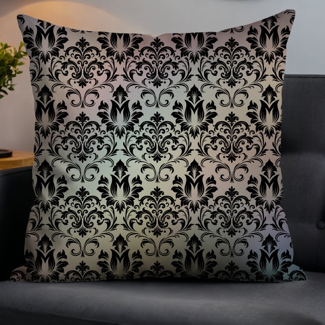 Elegant Modern Gradient Damask Pearl Fade Throw Pillow (Creator Uploaded)