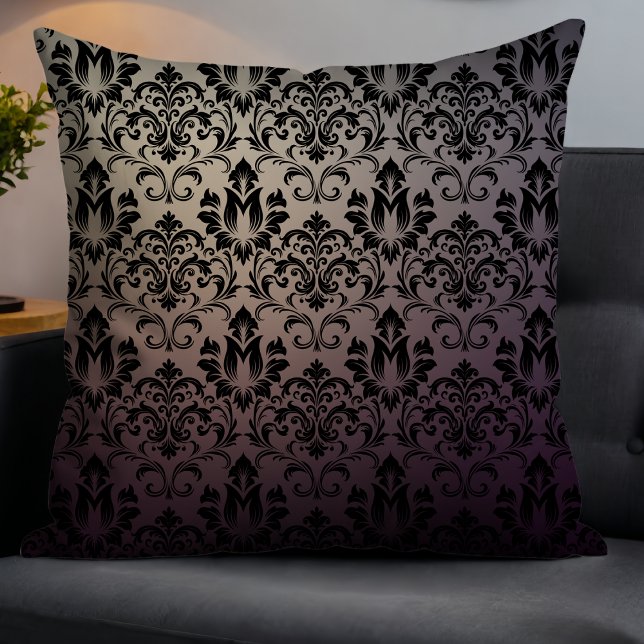 Elegant Modern Gradient Damask Purple Fade Throw Pillow (Creator Uploaded)