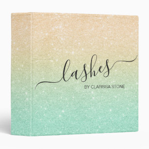 Elegant modern gradient gold mint glitter 3 ring binder