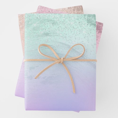 Elegant modern gradient marble glitter wrapping paper sheets