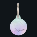 Elegant modern gradient mint green glitter purple pet ID tag<br><div class="desc">Gorgeous personalized pet ID tag design with faux mint green glitter marble,  pastel purple texture and elegant calligraphy font. Personalize the product with the name or any other text.</div>