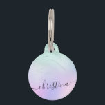 Elegant modern gradient mint green glitter purple pet ID tag<br><div class="desc">Gorgeous personalized pet ID tag design with faux mint green glitter marble,  pastel purple texture and elegant calligraphy font. Personalize the product with the name or any other text.</div>