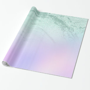 Elegant modern gradient mint green glitter purple wrapping paper