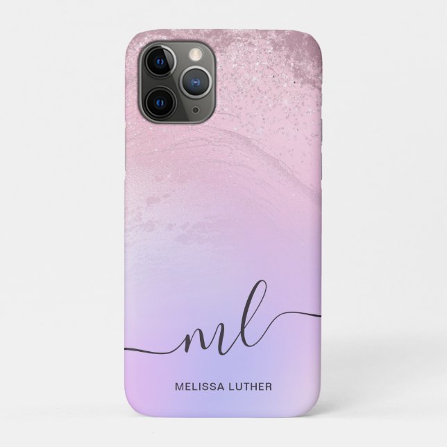 Elegant modern gradient rose gold glitter purple Case-Mate iPhone case (Back)