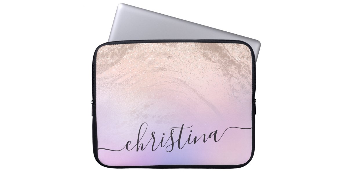 Elegant modern gradient rose gold glitter purple laptop sleeve Zazzle