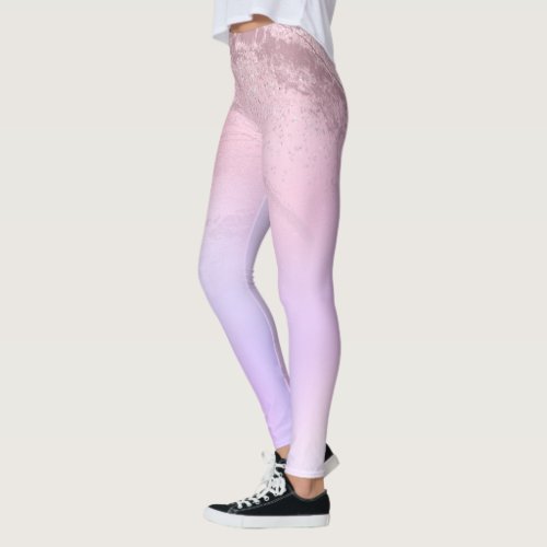 Elegant modern gradient rose gold glitter purple leggings