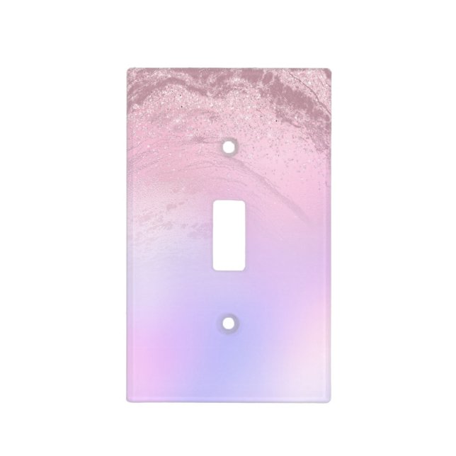 Elegant modern gradient rose gold glitter purple light switch cover (Front)
