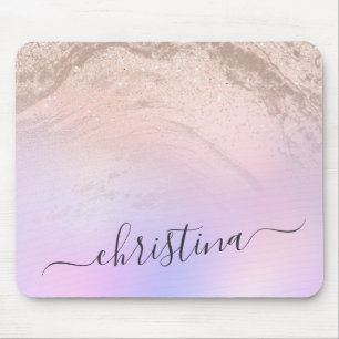 Elegant modern gradient rose gold glitter purple mouse pad