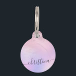 Elegant modern gradient rose gold glitter purple pet ID tag<br><div class="desc">Gorgeous personalized pet ID tag design with faux pink rose gold glitter marble,  pastel purple texture and elegant calligraphy font. Personalize the product with the name or any other text.</div>