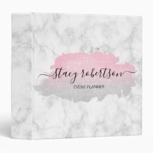 Elegant modern gradient rose gold silver glitter 3 ring binder