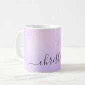 Elegant modern gradient violet glitter marble coffee mug (Front Left)
