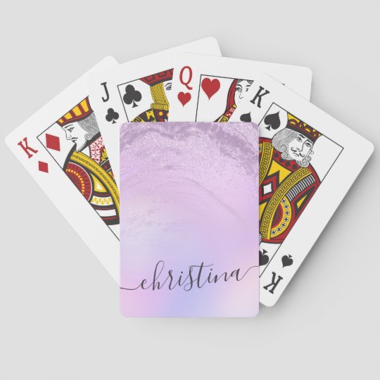 Elegant modern gradient violet glitter marble playing cards