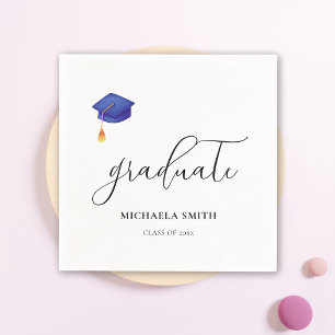 Elegant Modern Graduate Cap Graduation Party Napkins
