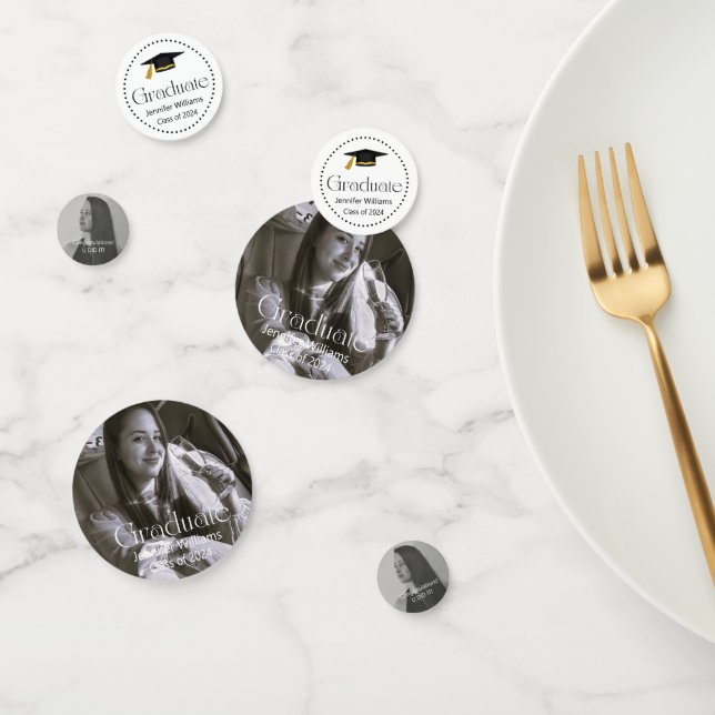 elegant modern graduate class of 2024,three photos confetti (Group)