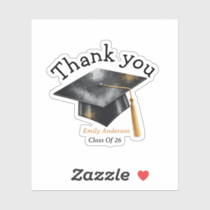 Elegant Modern Graduation Cap Gold Sticker