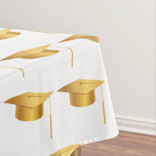 Elegant Modern Graduation Gold Cap Tassel Tablecloth