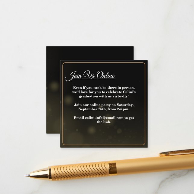 Elegant Modern Graduation Party Enclosure Card  (Front/Back In Situ)