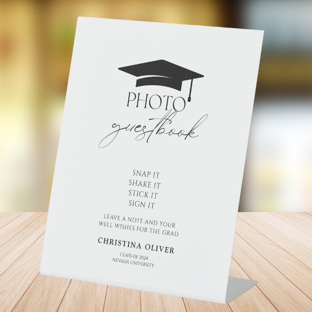 Elegant Modern Graduation Photo Guest Book  Pedestal Sign (Creator Uploaded)