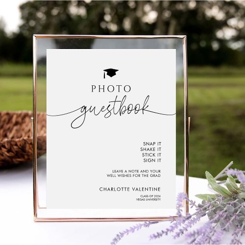 Elegant Modern Graduation Photo Guest Book  Pedestal Sign