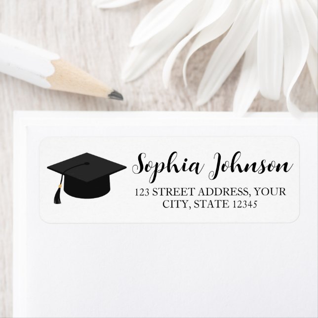 Elegant Modern Graduation Return Address Label (Insitu)