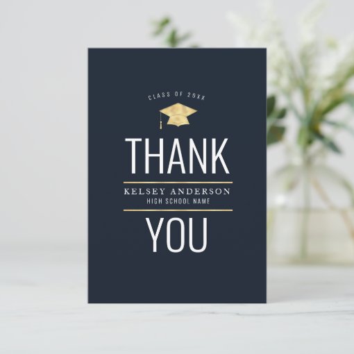 elegant modern graduation thank you card | Zazzle