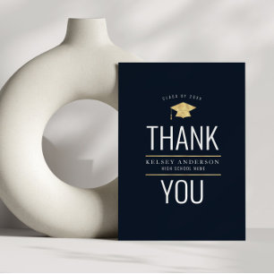 elegant modern graduation thank you card