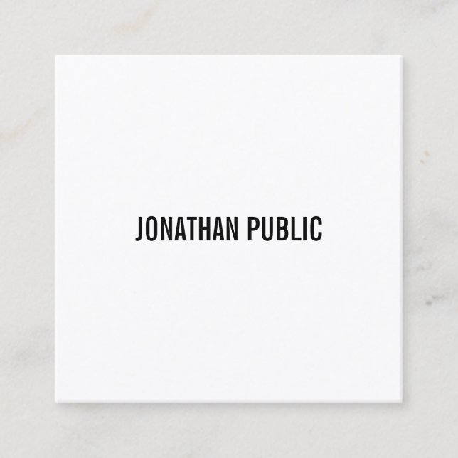 Elegant Modern Graphic Trendy Minimalistic Plain Square Business Card (Front)