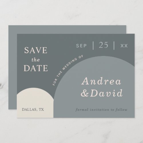 Elegant Modern Gray Abstract Boho Geometric Arches Save The Date